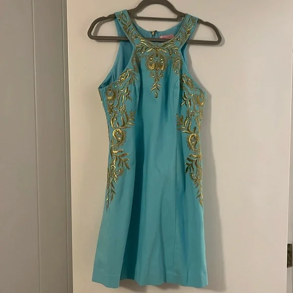 Lilly Pulitzer | Dresses | Lilly Pulitzer Turquoise With Gold Stitched  Accent | Poshmark